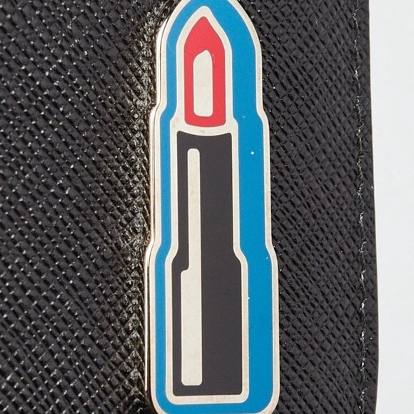 Prada Black Saffiano Leather Metal Pins Large Flap Wallet - 1MH132 - Picture 5 of 12